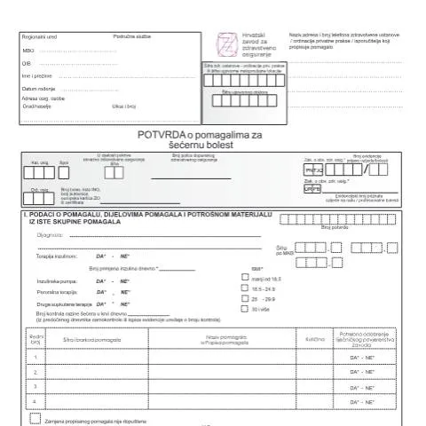 Document preview: Važnost obrasca PotSecBol 16 za dijabetičare — Zdravlje (CERFA n°PotSecBol 16)