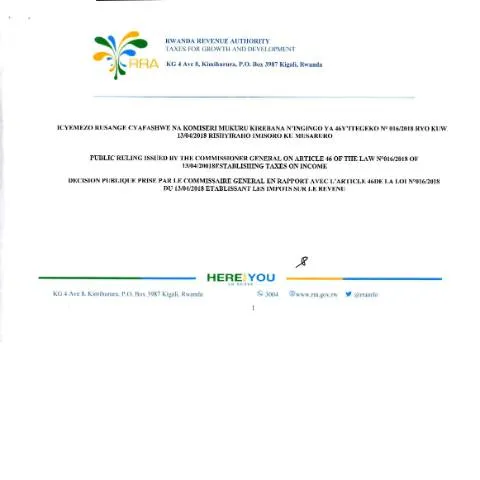 Document preview: Rwanda Revenue Authority's Ruling 46 Pivote: Tax Guidance for Specific — Taxes (CERFA n°ruling_46-pivote)