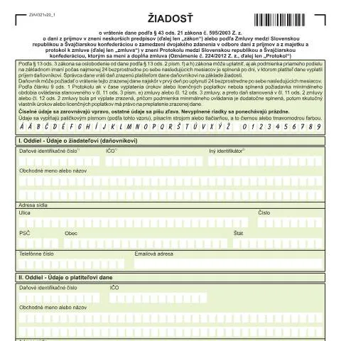 Document preview: Úvod do žiadosti ZIA4321v20 o vrátenie dane — Administratívne úkony (CERFA n°ZIA4321v20)