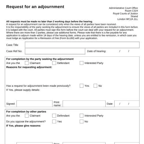 Document preview: How to Request a Hearing Adjournment Using Form AC001 — Legal & justice