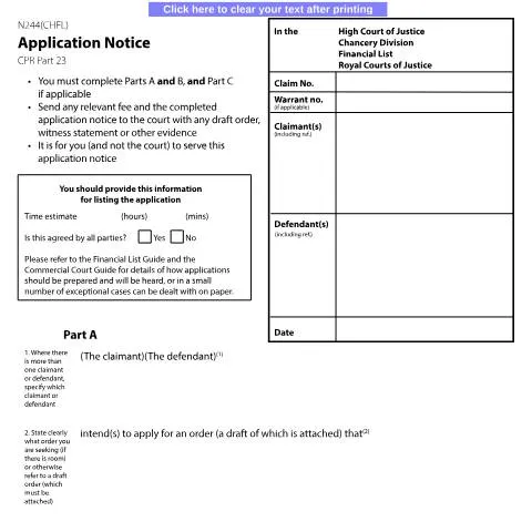 Document preview: How to Complete Form N244(CHFL) for Financial List Cases — Legal & justice