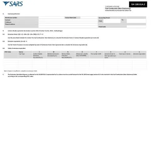 Document preview: Understanding the DA 180 01A 2 Form for Fuel Combustion — Government & admin (CERFA n°DA 180 01A 2)