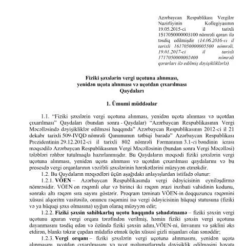 Document preview: Fiziki şəxslərin vergi uçotu: Qaydalar və əhəmiyyəti — Vergilər & maliyyə