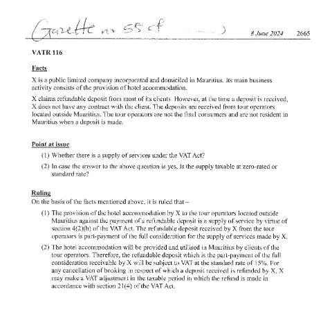 Document preview: Understanding the VATR 116 Form for Tourism Sector — Taxes (CERFA n°VATR116)