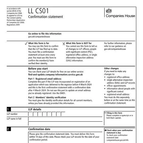 Document preview: How to File Your LLP Annual Confirmation Statement (LL CS01) — Government & admin