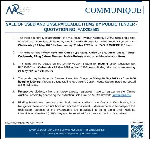 Document preview: Your Guide to the Sale of Used and Unserviceable Items — Government & admin (CERFA n°QuoteFAD130525)