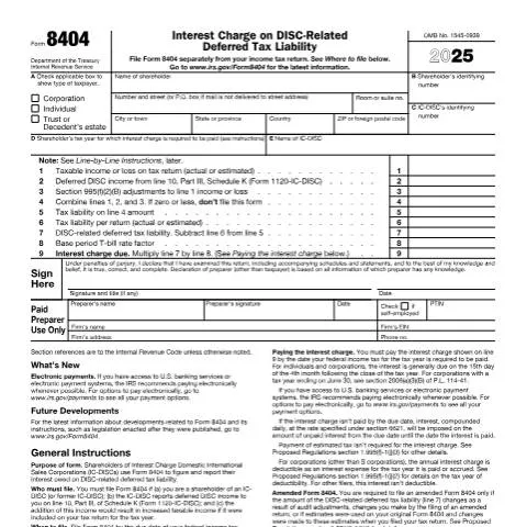 Document preview: Understanding IRS Form 8404 for IC-DISCs — Taxes (CERFA n°8404)