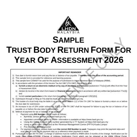 Document preview: Peranan Penting Borang Pengembalian Badan Amanah 2026 — Proses pentadbiran