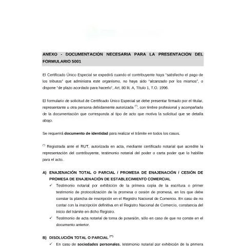 Vista previa del documento Guía Completa del Anexo 5001v04 para la DGI — Trámites administrativos (CERFA n°5001)