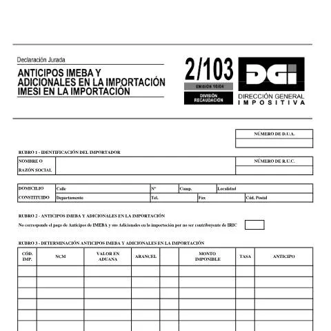 Vista previa del documento Importancia del Formulario 2103 en las Importaciones Uruguayas — Trámites administrativos (CERFA n°2103)