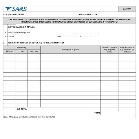 Document preview: Understanding the DA 199 11 Form for Importers — Customs & trade (CERFA n°DA 199 11)