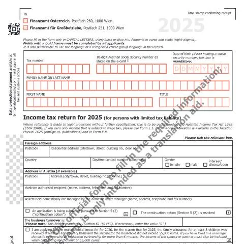 Dokumentvorschau: Wichtige Informationen zur E7-EN Steuererklärung 2025 — Steuern (E7-EN)