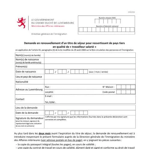 Aperçu du document Guide sur le renouvellement de titre de séjour pour salariés au — Emploi & travail (CERFA n°renouvellement-titre-salarie)