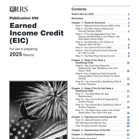 Document preview: Mastering IRS Publication 596 for EIC Success — Taxes (CERFA n°PUB-596)