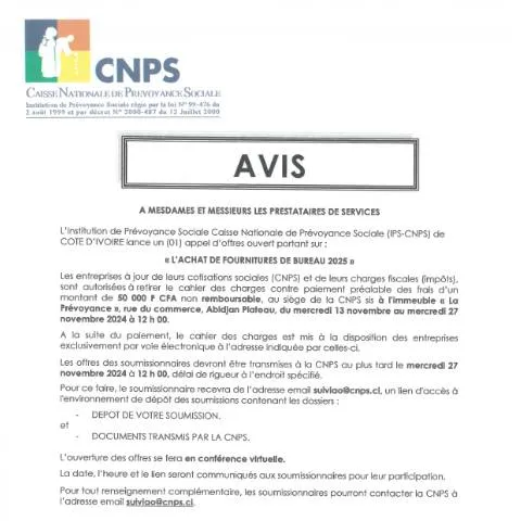 Aperçu du document Opportunités d'achat de fournitures de bureau avec la CNPS 2025 — Démarches administratives
