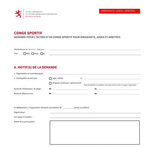 Aperçu du document Obtenez votre congé sportif : dirigeants, juges et arbitres — Emploi & travail (CERFA n°conge-sportif-dirigeants-juges-arbitres)