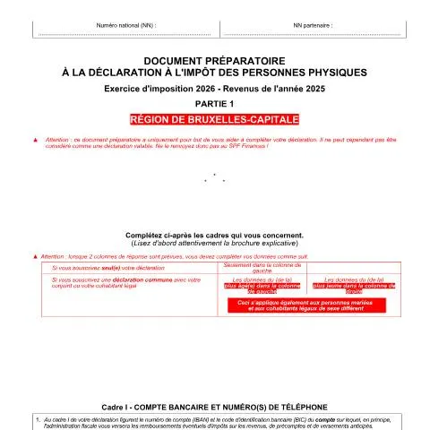 Aperçu du document Comprendre le Document Préparatoire - Partie 1 à Bruxelles — Démarches administratives (CERFA n°doc-preparatoire-partie-1-bxl-2026)