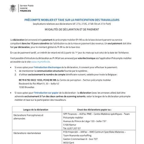 Aperçu du document Comprendre le formulaire 121-273 pour éviter les complications — Impôts & fiscalité (CERFA n°121-273-modalites-declaration-paiement)