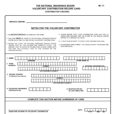 Document preview: Comprehensive Overview of the NI 11 Form for Voluntary Contributors — Government & admin (CERFA n°NI11)