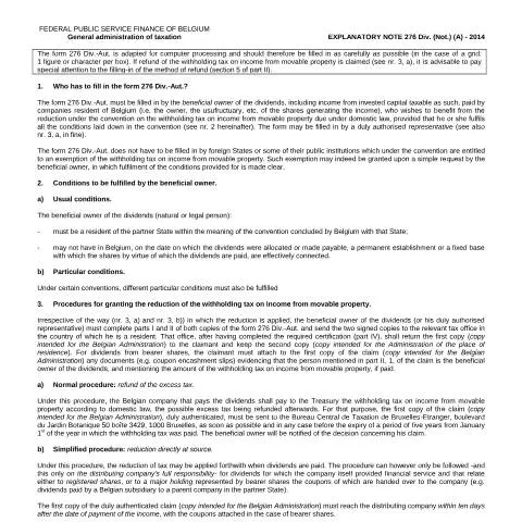 Aperçu du document Guide sur le formulaire 276 Div. pour réduire l'impôt sur les — Démarches administratives (CERFA n°167-276-div-note)