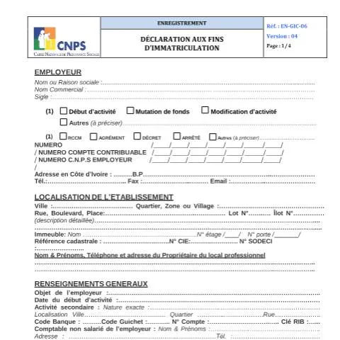Aperçu du document Importance de la Déclaration d'Immatriculation en Côte d'Ivoire — Démarches administratives