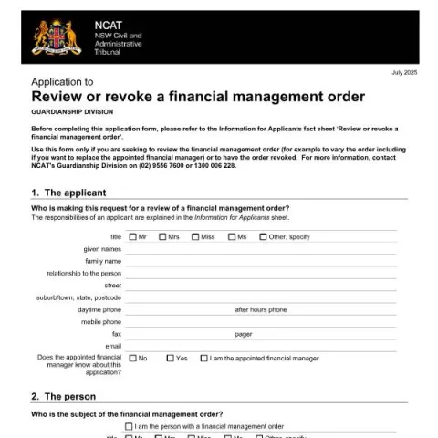 Document preview: Guide to Reviewing or Revoking Financial Management Orders in NSW — Legal & justice