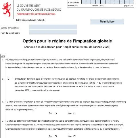 Aperçu du document Comprendre le régime de l'imputation globale au Luxembourg — Démarches administratives (CERFA n°501 F)