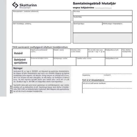 Document preview: Kynning á Samtalningsblaði hlutafjár (RSK 2.04) — Stjórnsýsla (CERFA n°RSK 2.04)