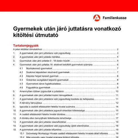 Dokumentvorschau: Kindergeldantrag: Ein Leitfaden für Familien — Familie (CERFA n°kg2-hu-merkblattkindergeld_ba035425)