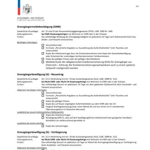 Dokumentvorschau: Wichtige Schritte zur Erwerbstätigkeit ohne Wohnsitz in Liechtenstein — Behörden & Verwaltung (CERFA n°checkliste-stellenantritt-ohne-wohnsitznahme-gmb-g-bib)