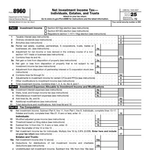 Document preview: A Comprehensive Guide to IRS Form 8960 and NIIT — Taxes (CERFA n°8960)