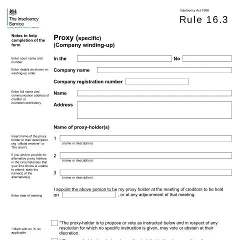 Document preview: A Guide to the Rule 16.2 and 16.3 Proxy Form for Creditors — Business