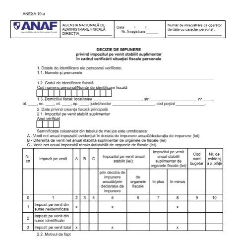 Document preview: Importanța Deciziei de Impunere în Fiscalitate — Impozite & fiscalitate (CERFA n°A10_OPANAF_2117_2018)