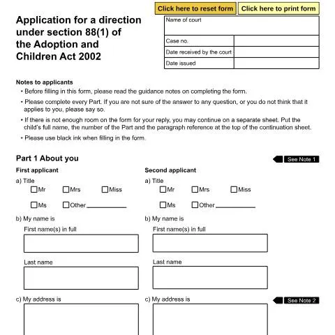 Document preview: Understanding Form A62: Court Application under Section 88(1) of the — Legal & justice