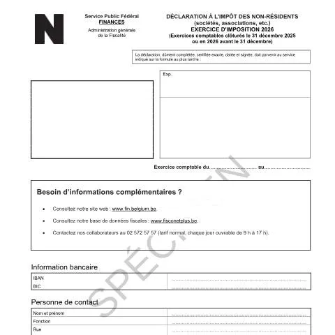 Aperçu du document Comprendre la déclaration à l'impôt des non-résidents pour 2026 — Impôts & fiscalité (CERFA n°121-declaration-inr-soc-2026)