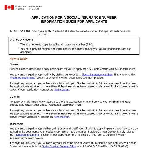 Document preview: Your Comprehensive Guide to the Social Insurance Number Application — Government & admin (CERFA n°NAS2120)