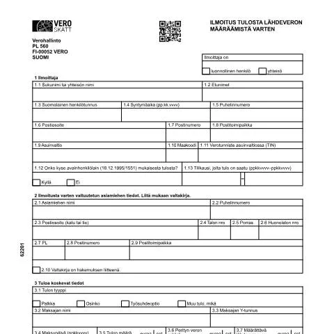 Document preview: Tärkeitä tietoja ilmoituksesta 6220 verotuksessa — Hallinnolliset asiat (CERFA n°Vero 6220)