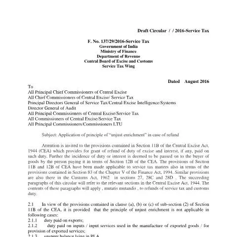 Document preview: Understanding the Circular on Unjust Enrichment in GST Refunds — Taxes (CERFA n°Circular_on_Unjust_Enrichment)