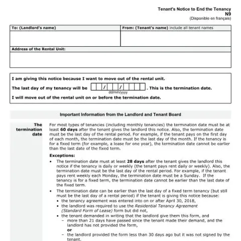 Document preview: Understanding the Tenant's Notice to End the Tenancy (N9 Form) — Housing (N9)