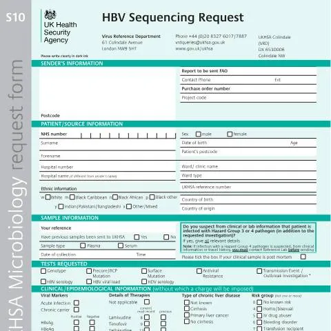Document preview: Hepatitis B Virus Sequencing Request Form Guidelines — Health