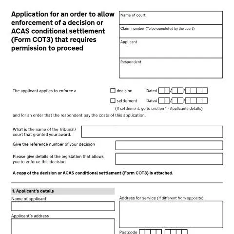 Document preview: How to Use Form N322A to Enforce Employment Tribunal Decisions — Legal & justice