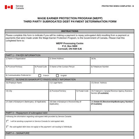 Document preview: Navigating the WEPP Subrogated Debt Form for Third Parties — Work & employment (CERFA n°EMP5656)