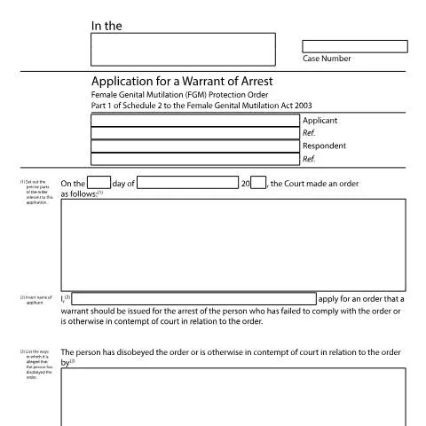 Document preview: Understanding the FGM005: Warrant of Arrest Application — Family