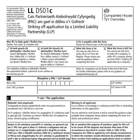 Document preview: Understanding the LL DS01c Strike Off Process for LLPs — Business