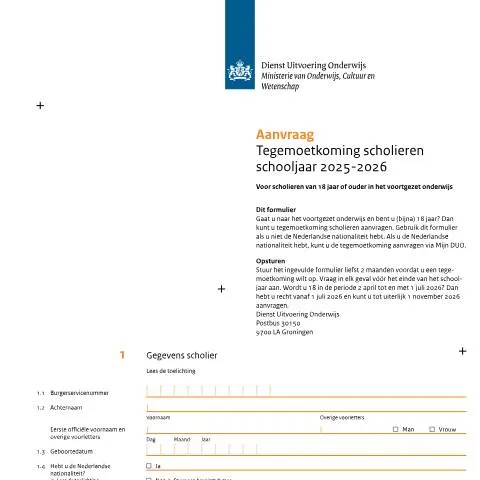 Documentvoorvertoning: Financiële ondersteuning voor niet-Nederlandse scholieren — Onderwijs & opleiding