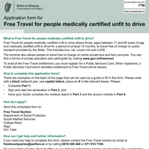 Document preview: Free Travel Application for Medically Certified Unfit Drivers — Benefits & social aid (FTM)