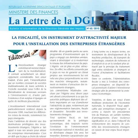 Aperçu du document Le LDGI 62 : Un outil clé pour la fiscalité en Algérie — Démarches administratives (CERFA n°LDGI 62)