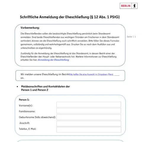 Dokumentvorschau: Schriftliche Anmeldung der Eheschließung in Berlin — Personenstand & Ausweis (anmeldung_eheschliessung)