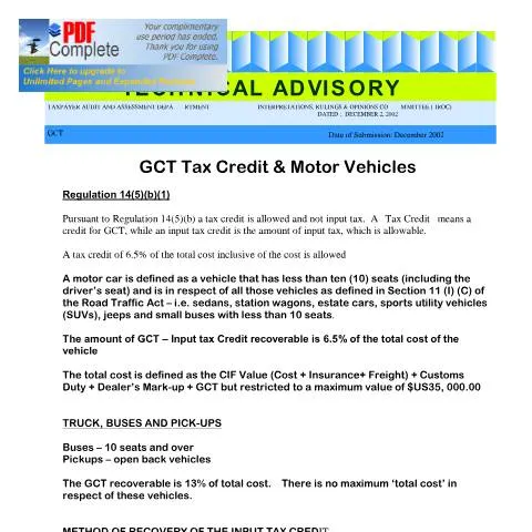 Document preview: Understanding the 2002 IROC GCT Tax Credit for Motor Vehicles in — Taxes (CERFA n°2002+iroc+gct+-+gct+tax+credit++motor+vehicles)