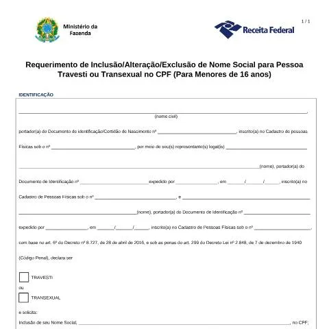 Pré-visualização do documento Pedido de Nome Social no CPF para Menores de 16 Anos — Estado civil e identidade